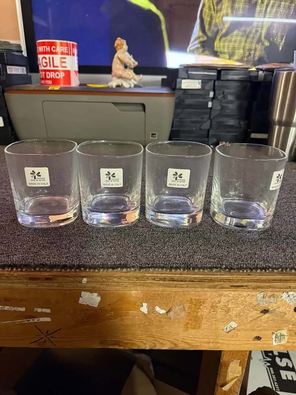 Set of 4 Fidenza Idee in Vetro Made in Italy Whiskey Glasses
